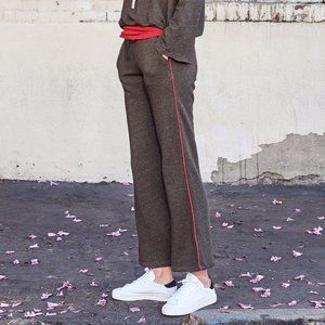 SUNDRY Lounge Pants with Red Piping Flare Cropped